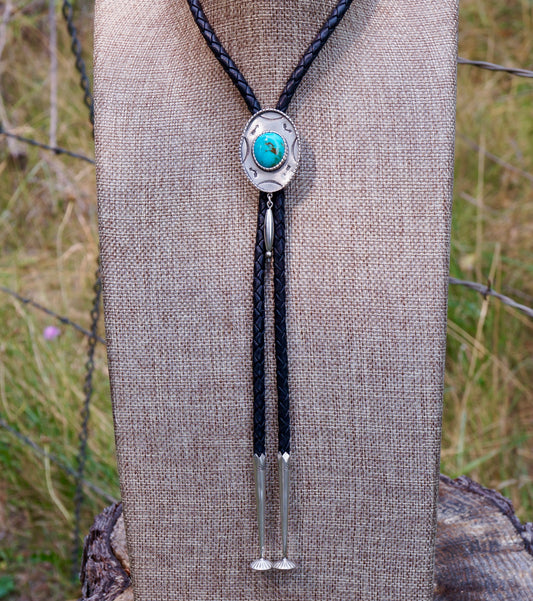Turquoise & Sterling Silver Bolo Tie – Handcrafted, One of a Kind