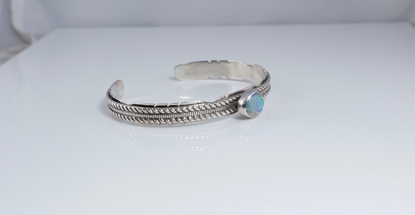 Handcrafted Boulder Opal and Sterling Silver Bracelet