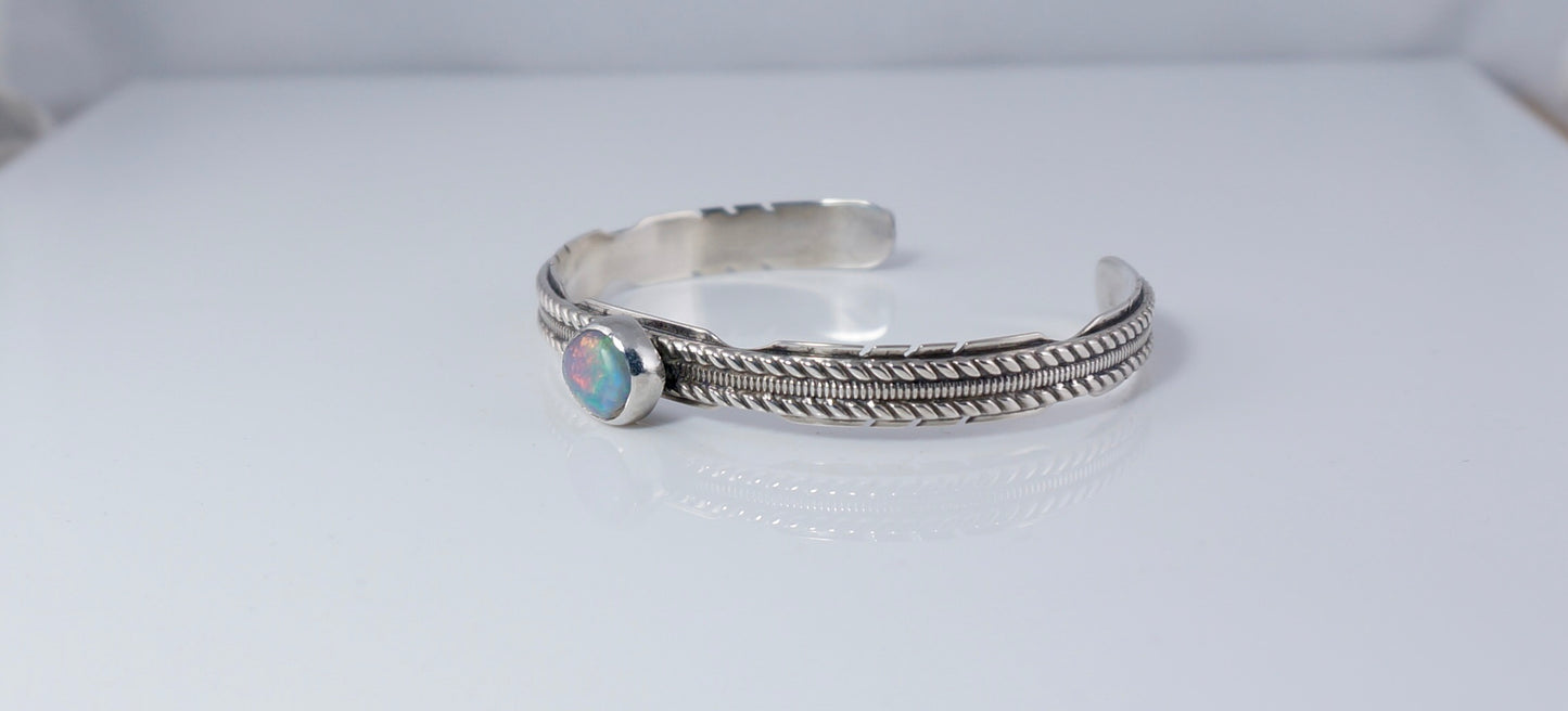 Handcrafted Boulder Opal and Sterling Silver Bracelet