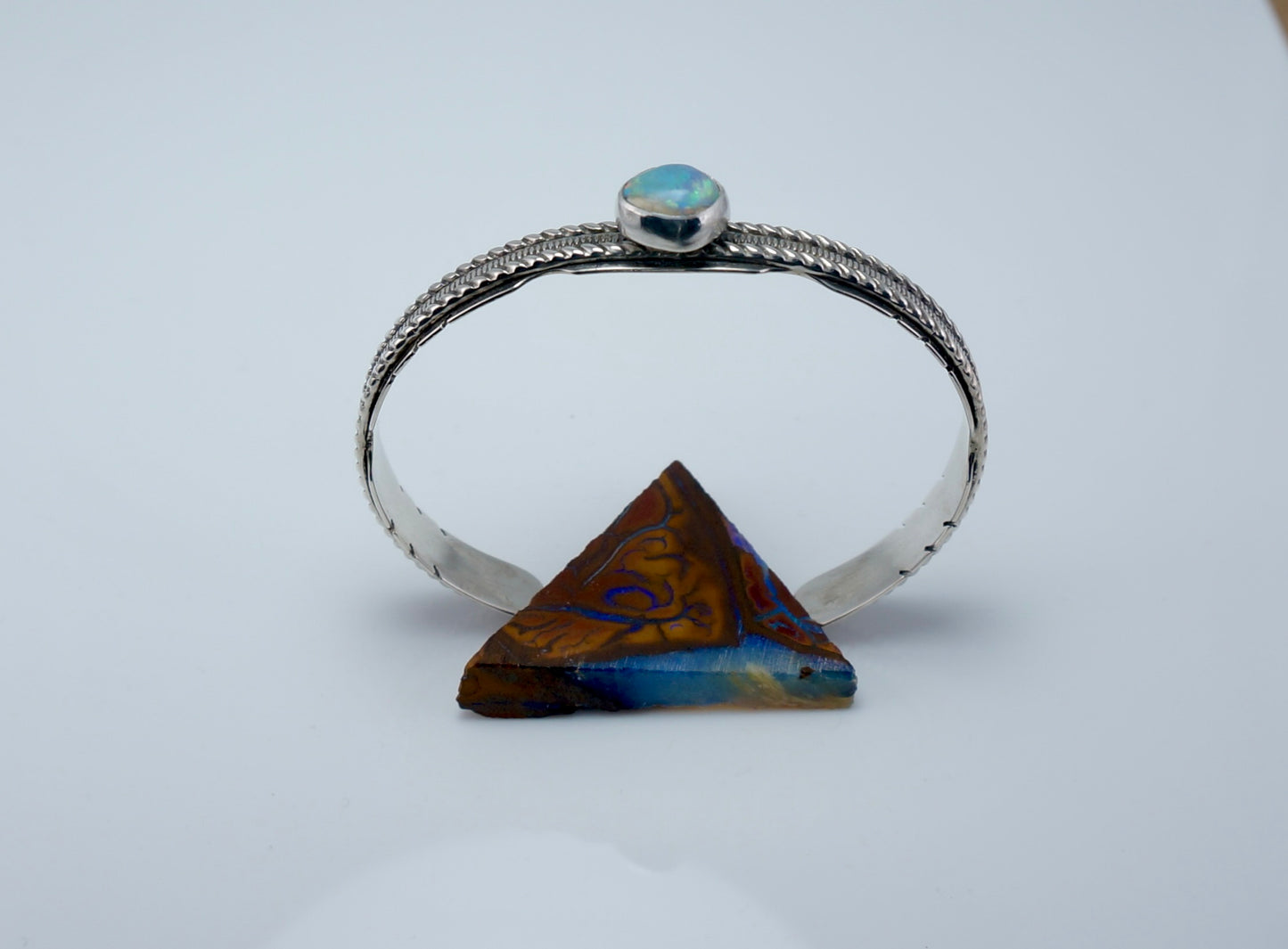 Handcrafted Boulder Opal and Sterling Silver Bracelet