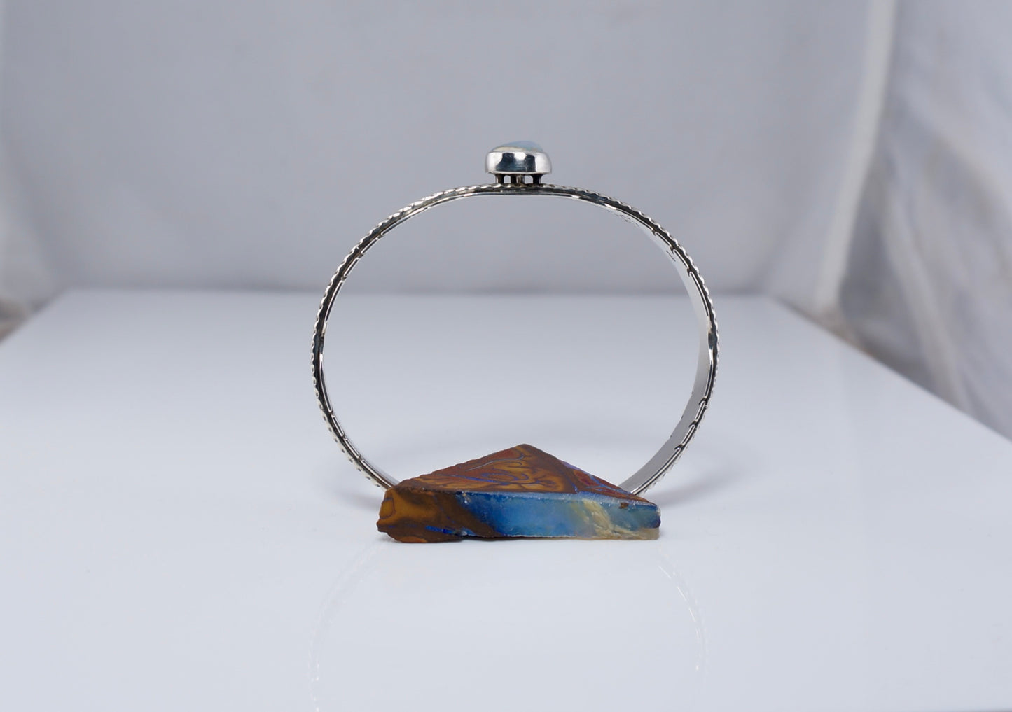 Handcrafted Boulder Opal and Sterling Silver Bracelet