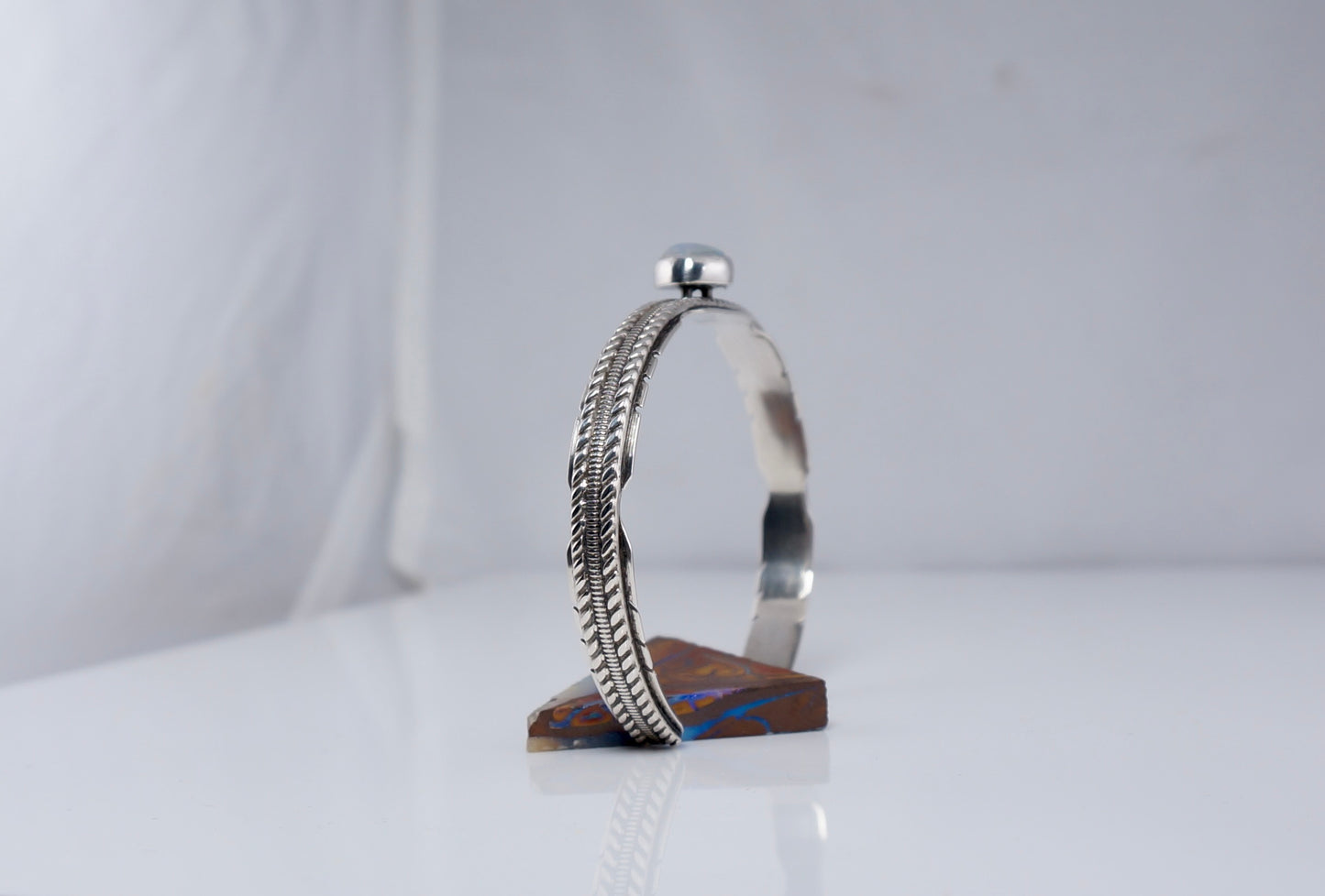 Handcrafted Boulder Opal and Sterling Silver Bracelet