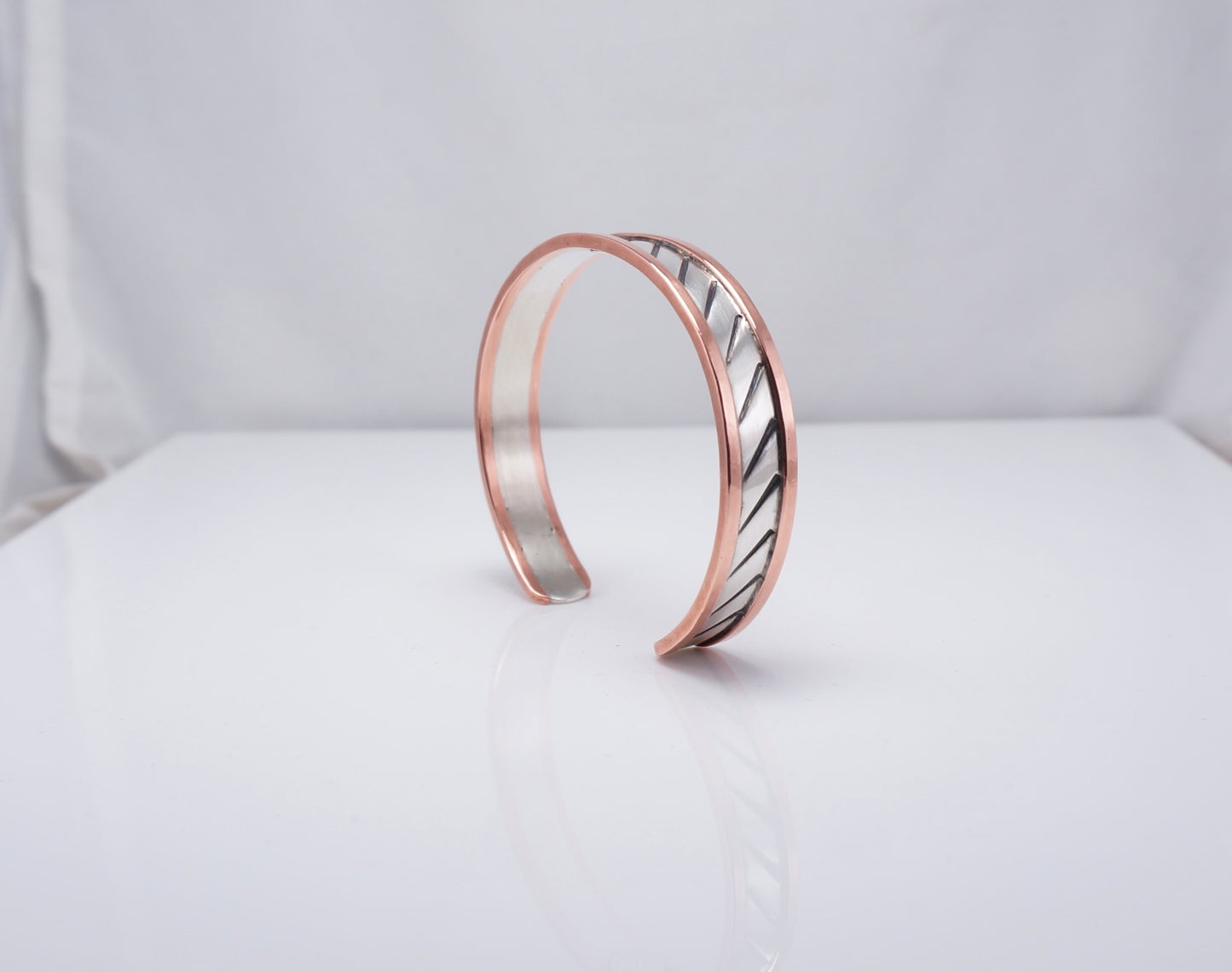 Sterling Silver and Copper Cuff – Handcrafted Western Bracelet