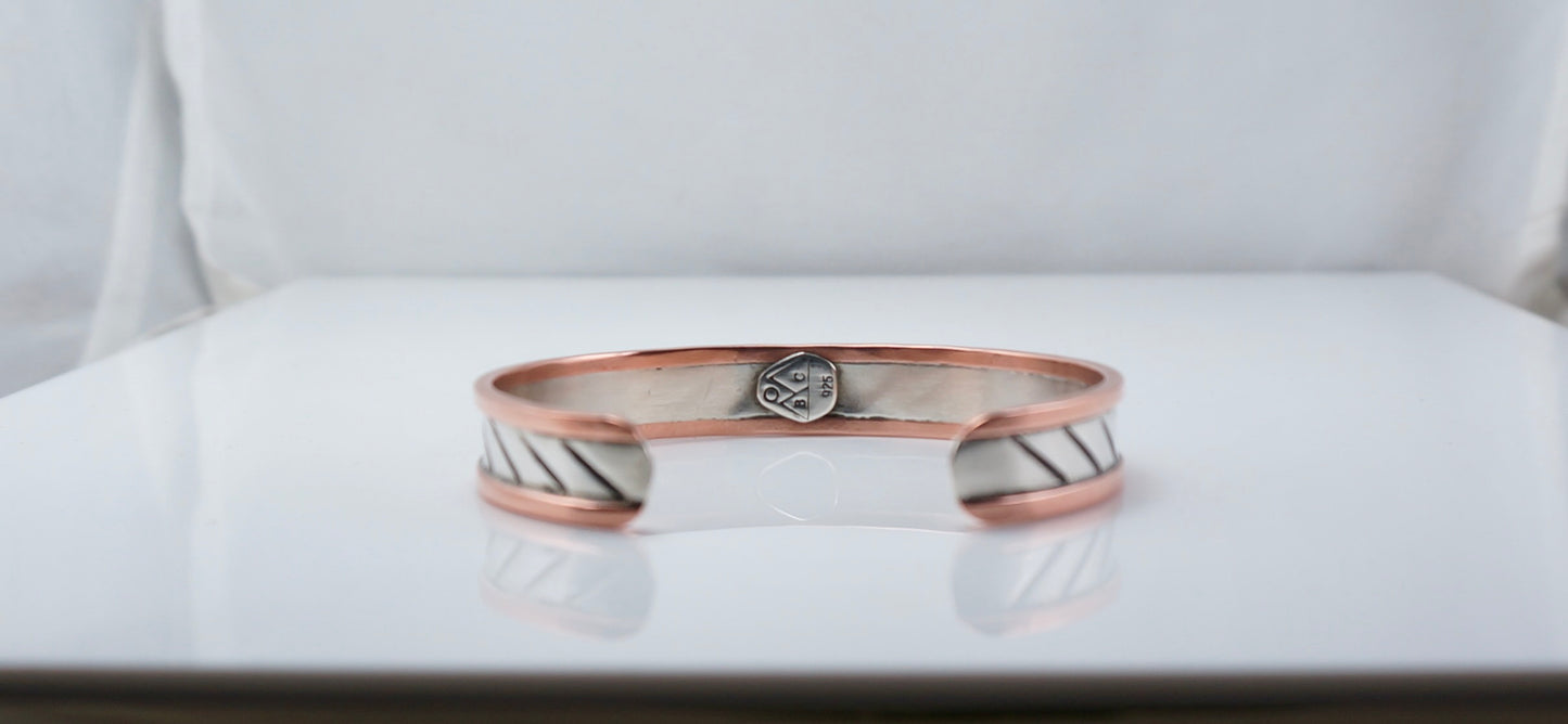 Sterling Silver and Copper Cuff – Handcrafted Western Bracelet