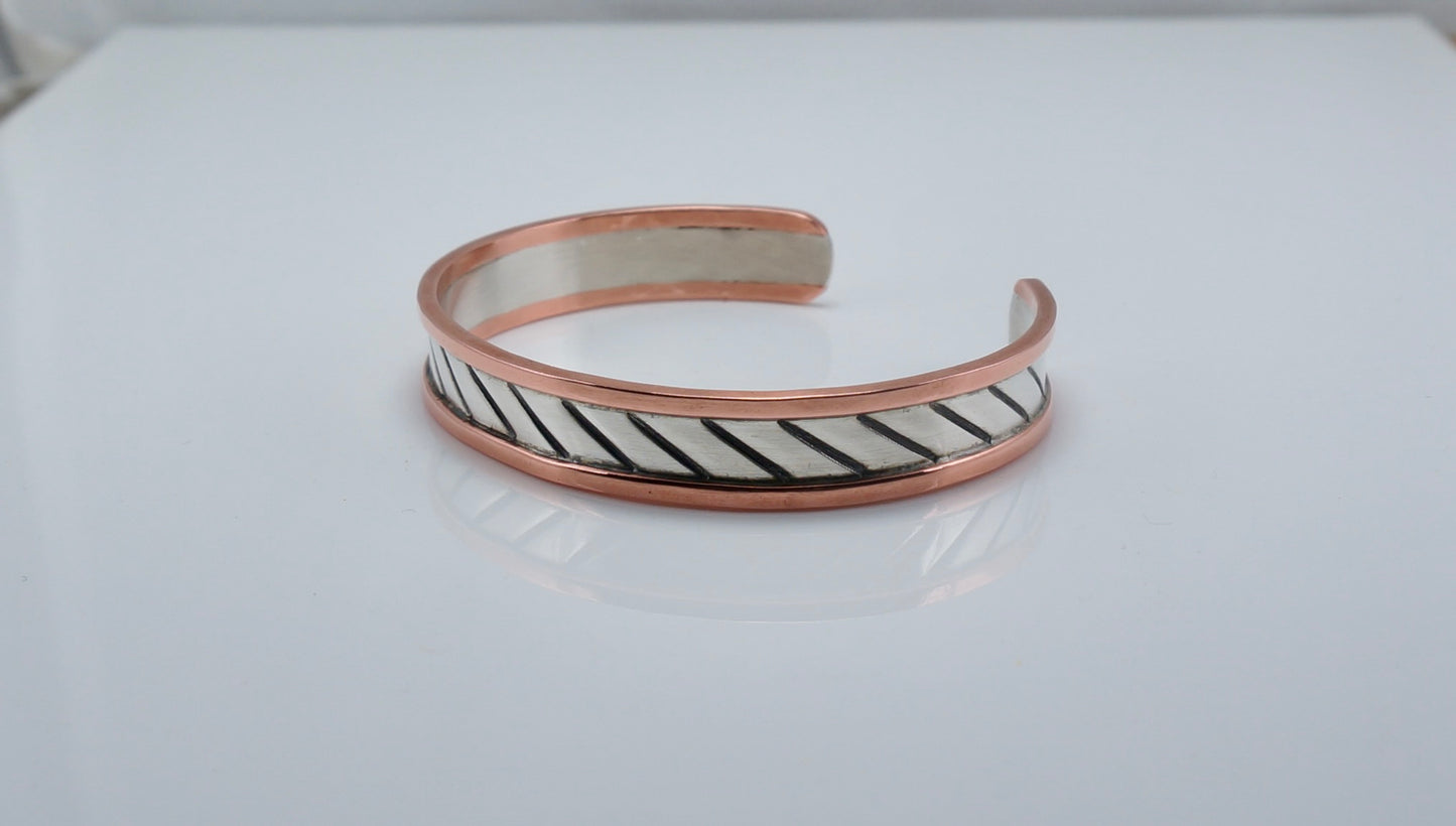 Sterling Silver and Copper Cuff – Handcrafted Western Bracelet
