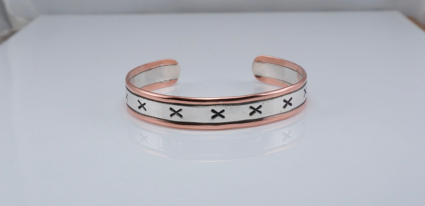 Sterling Silver and Copper Cuff – Handcrafted Western Bracelet