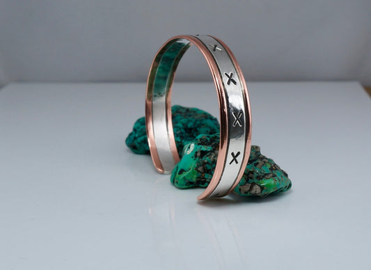 Sterling Silver and Copper Cuff – Handcrafted Western Bracelet