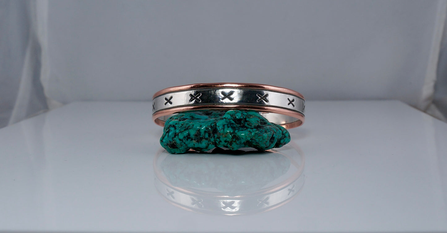 Sterling Silver and Copper Cuff – Handcrafted Western Bracelet