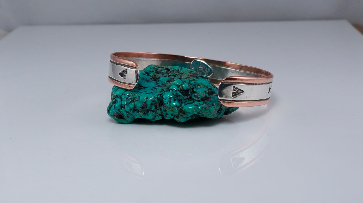 Sterling Silver and Copper Cuff – Handcrafted Western Bracelet
