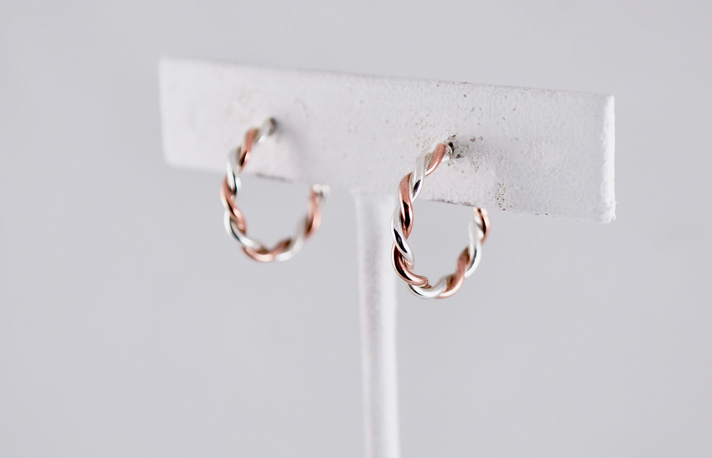 Sterling Silver and Cooper Hoop Earrings - Handcrafted