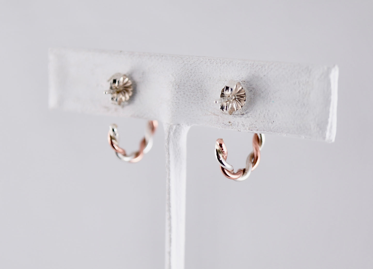 Sterling Silver and Cooper Hoop Earrings - Handcrafted