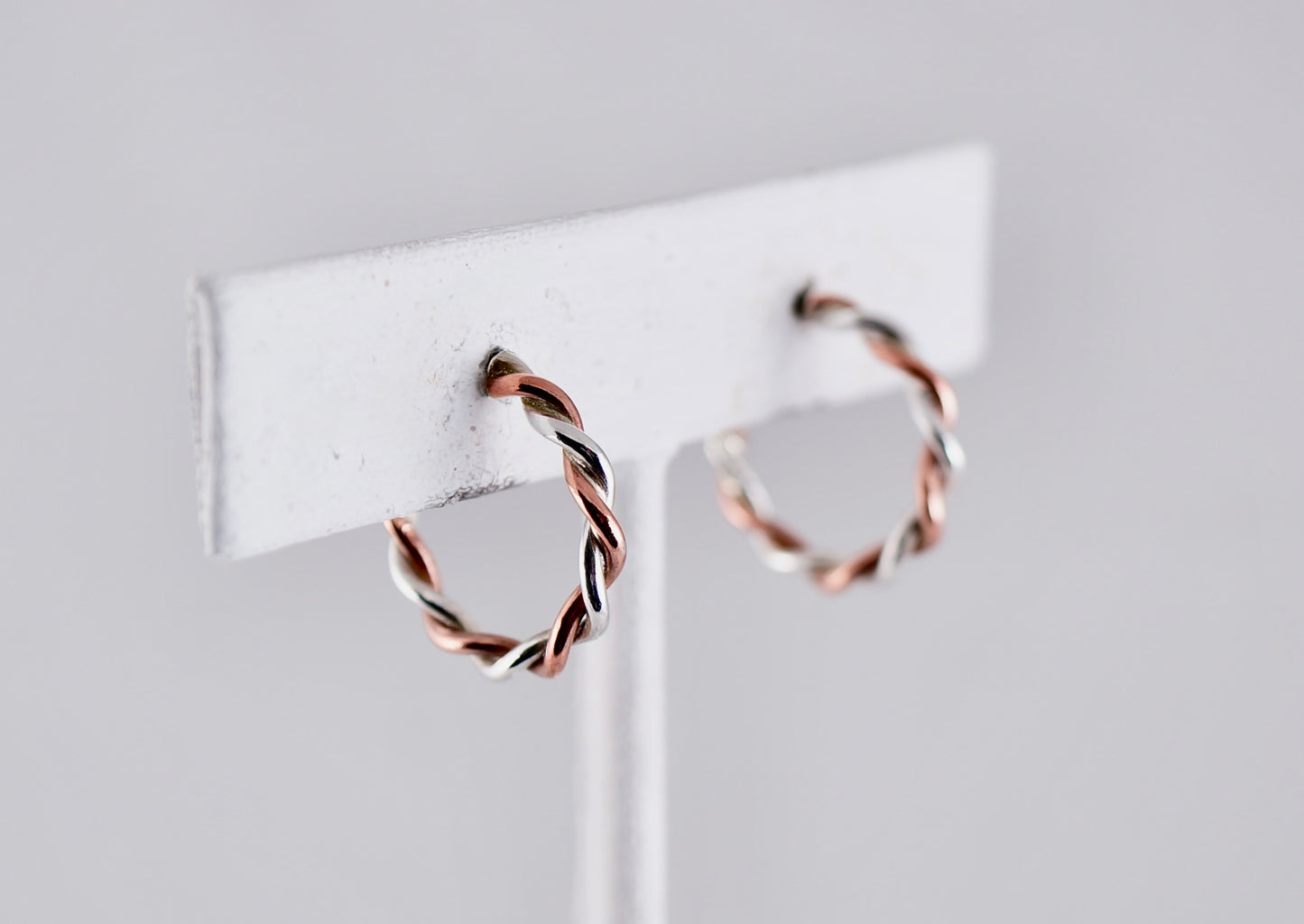 Sterling Silver and Cooper Hoop Earrings - Handcrafted