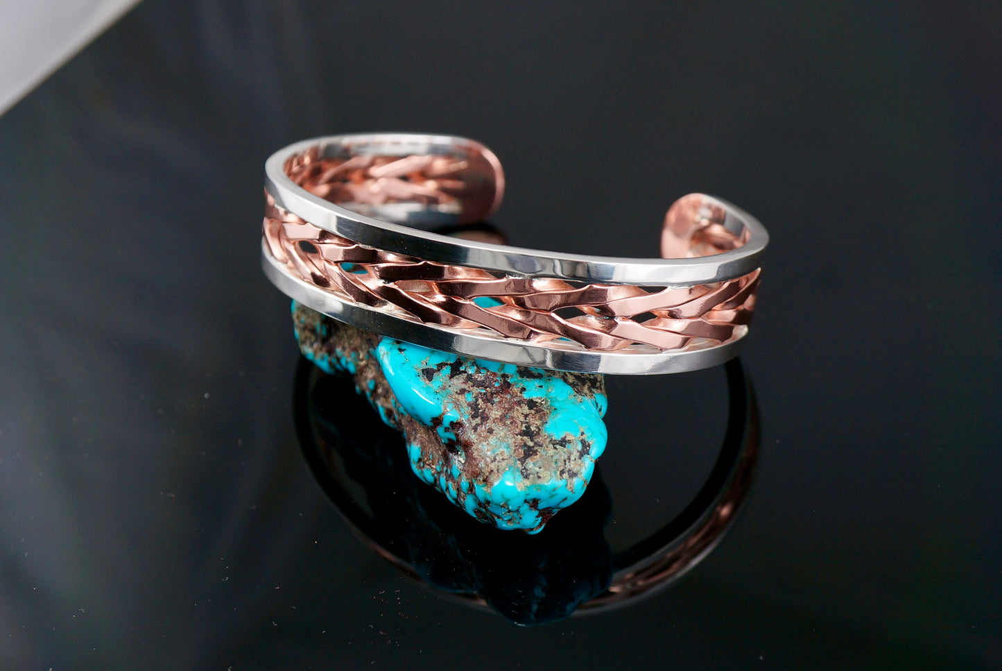 Sterling Silver and Copper Cuff | Handcrafted Twisted Wire Bracelet