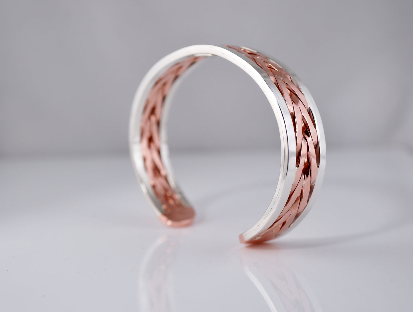 Sterling Silver and Copper Cuff | Handcrafted Twisted Wire Bracelet