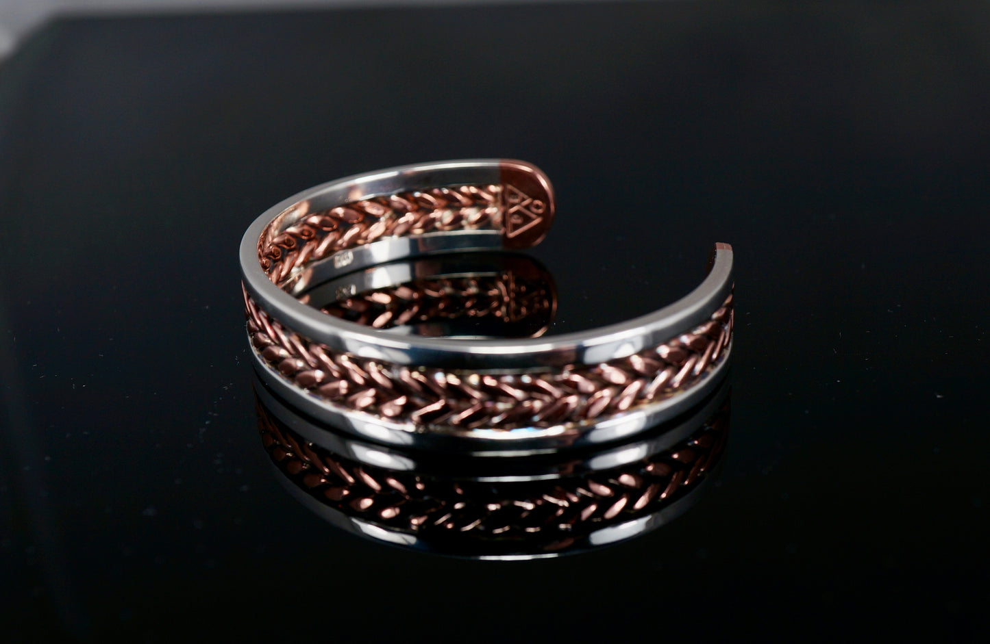 Sterling Silver and Copper bracelet, one of a kind, handcrafted, Made in Montana