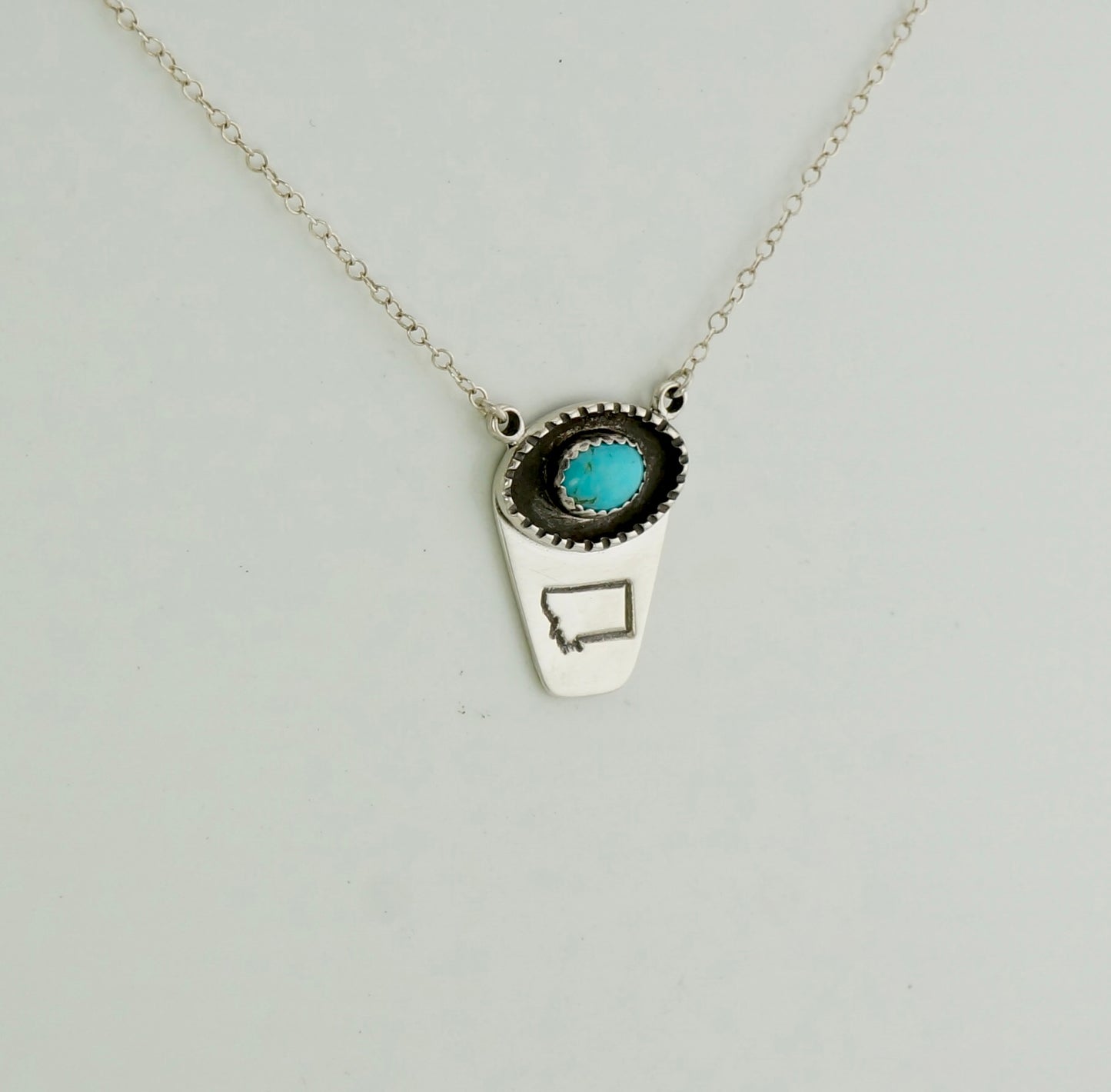 Handcrafted Sterling Silver and Turquoise Pendant Necklace – One of a Kind