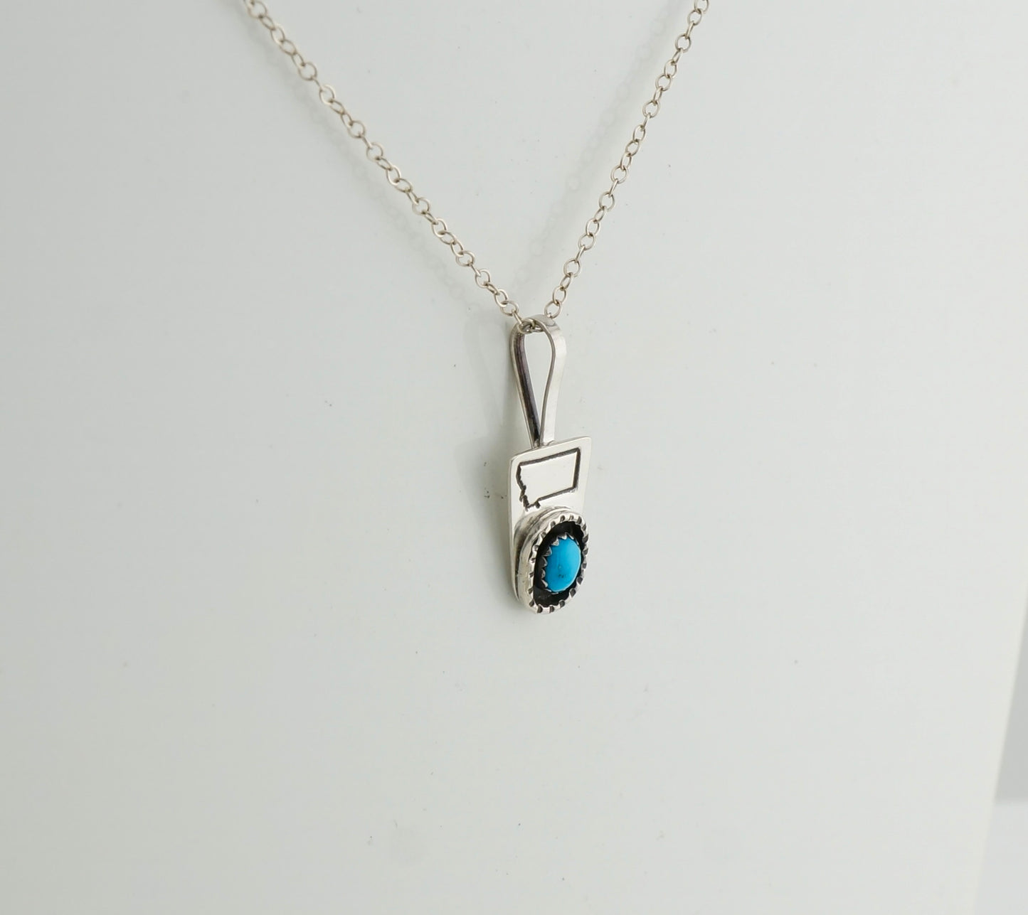 Handcrafted Sterling Silver and Turquoise Pendant Necklace – One of a Kind