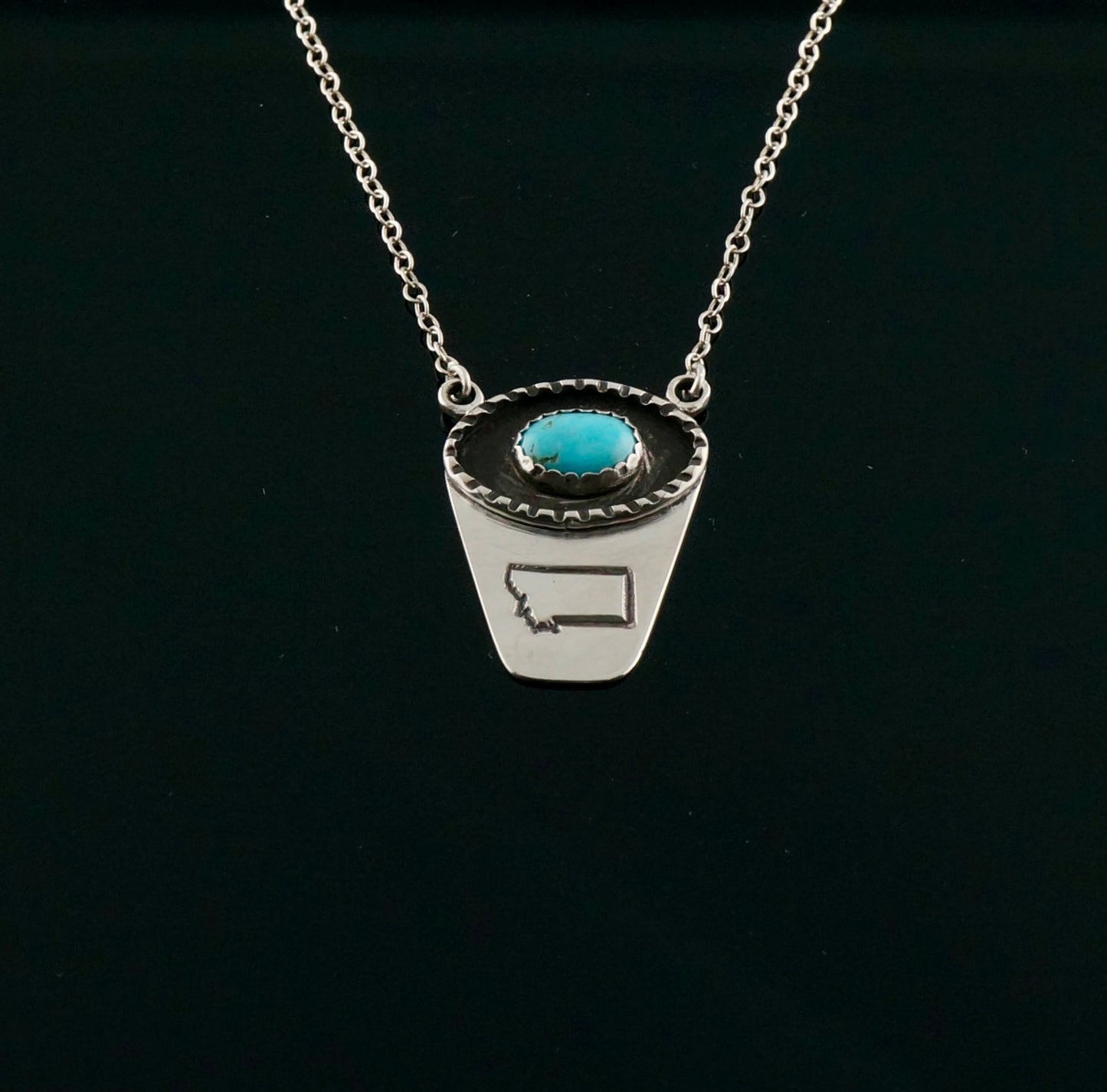 Handcrafted Sterling Silver and Turquoise Pendant Necklace – One of a Kind