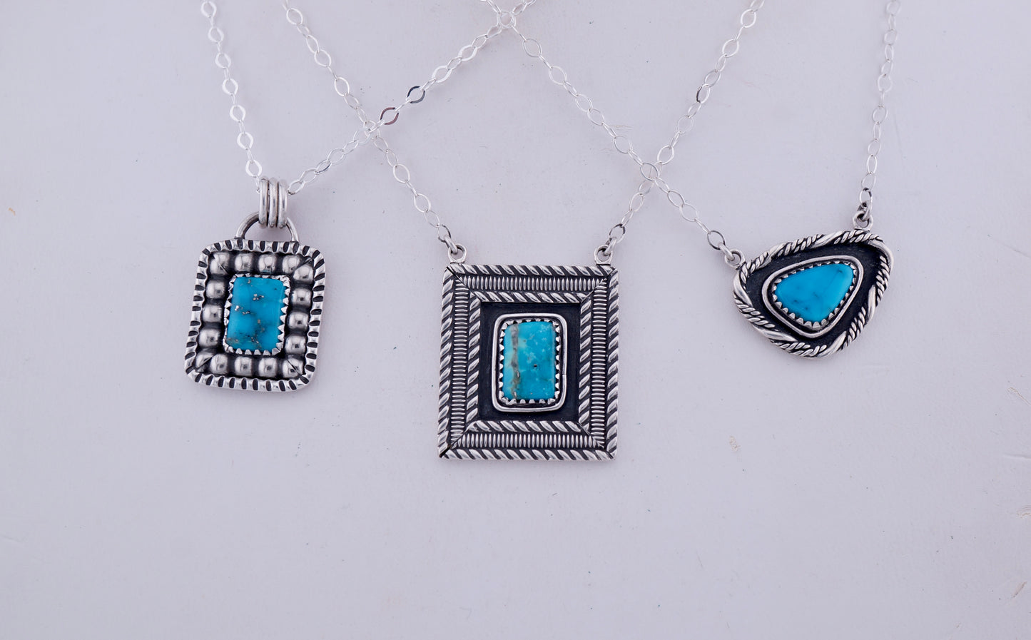 Handcrafted Turquoise & Sterling Silver Framed Necklace