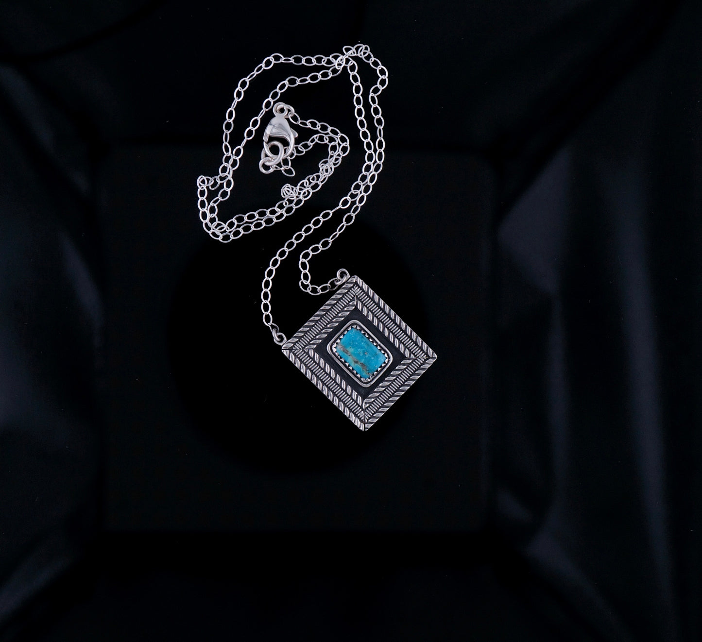 Handcrafted Turquoise & Sterling Silver Framed Necklace