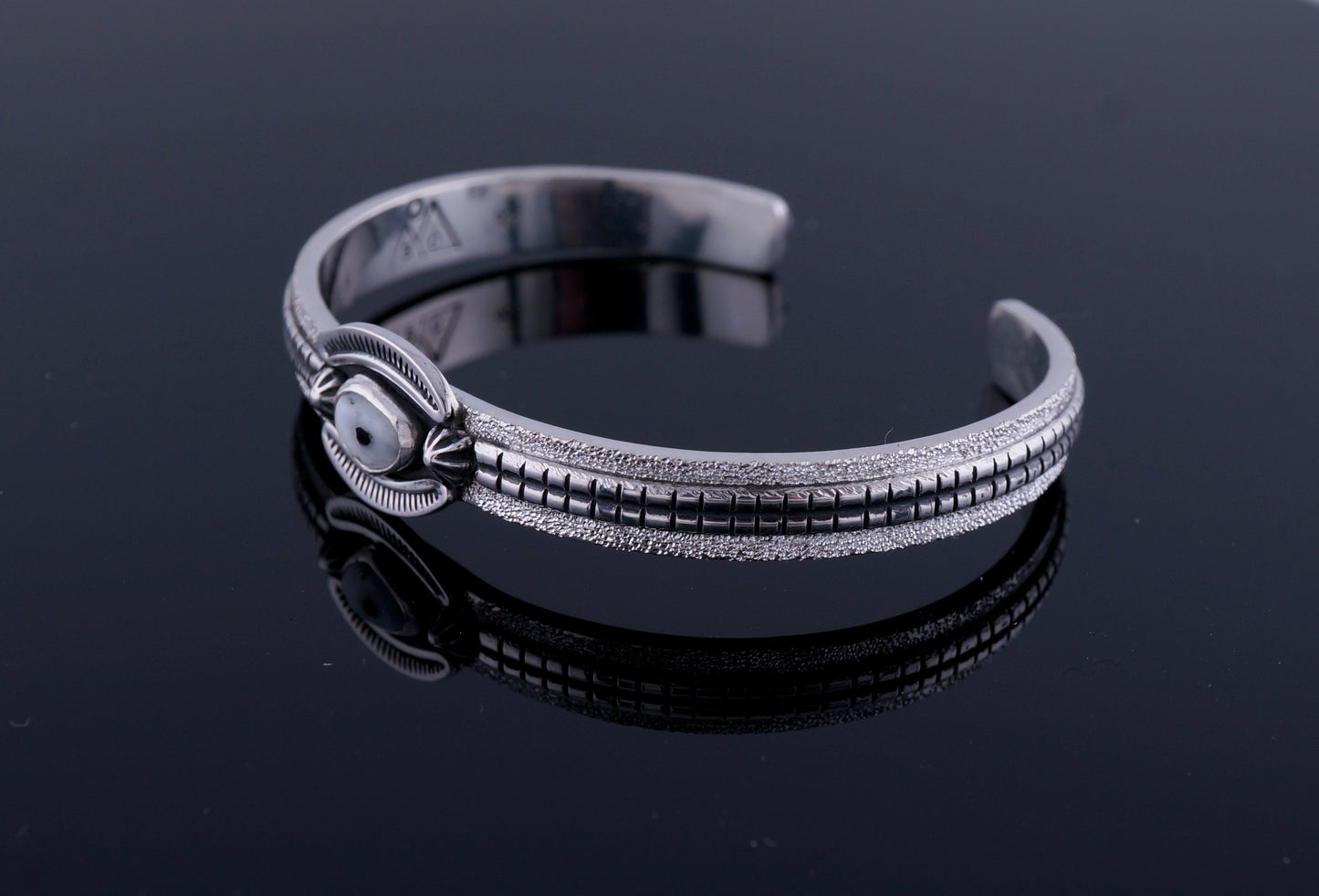 White Buffalo Sterling Silver Handcrafted Cuff Bracelet – OOAK Western Collector Piece