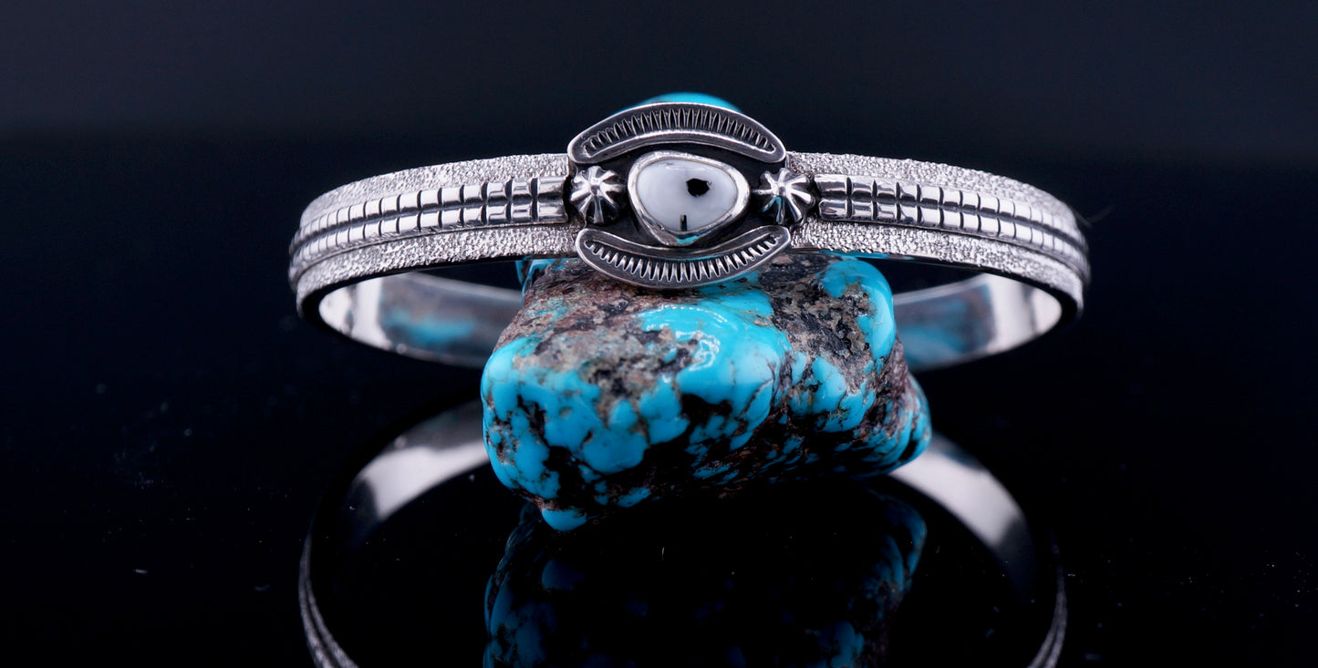 White Buffalo Sterling Silver Handcrafted Cuff Bracelet – OOAK Western Collector Piece
