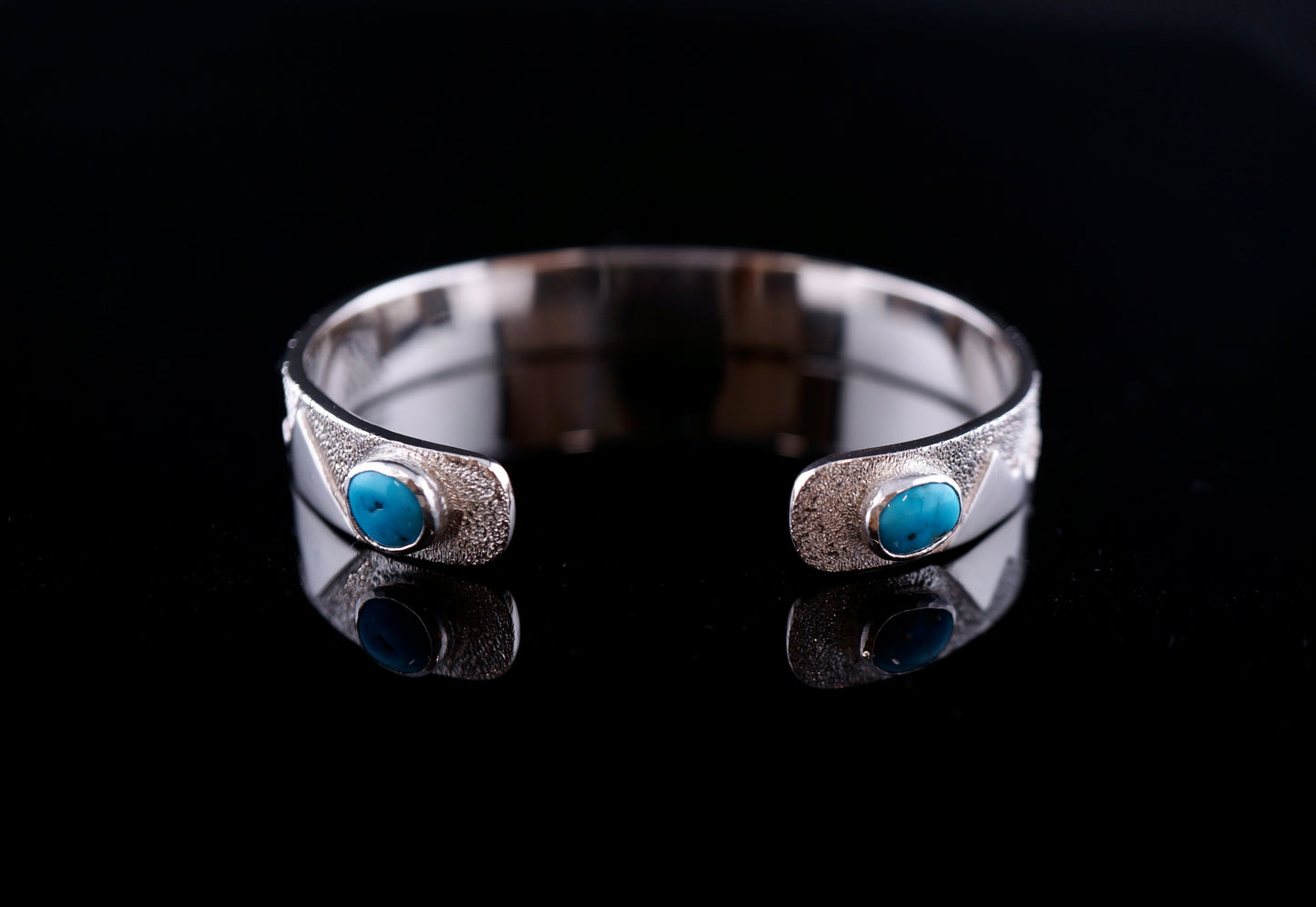 Sterling Silver Mountain Cuff Bracelet with Turquoise | Handcrafted Western Bracelet | OOAK Collector Jewelry