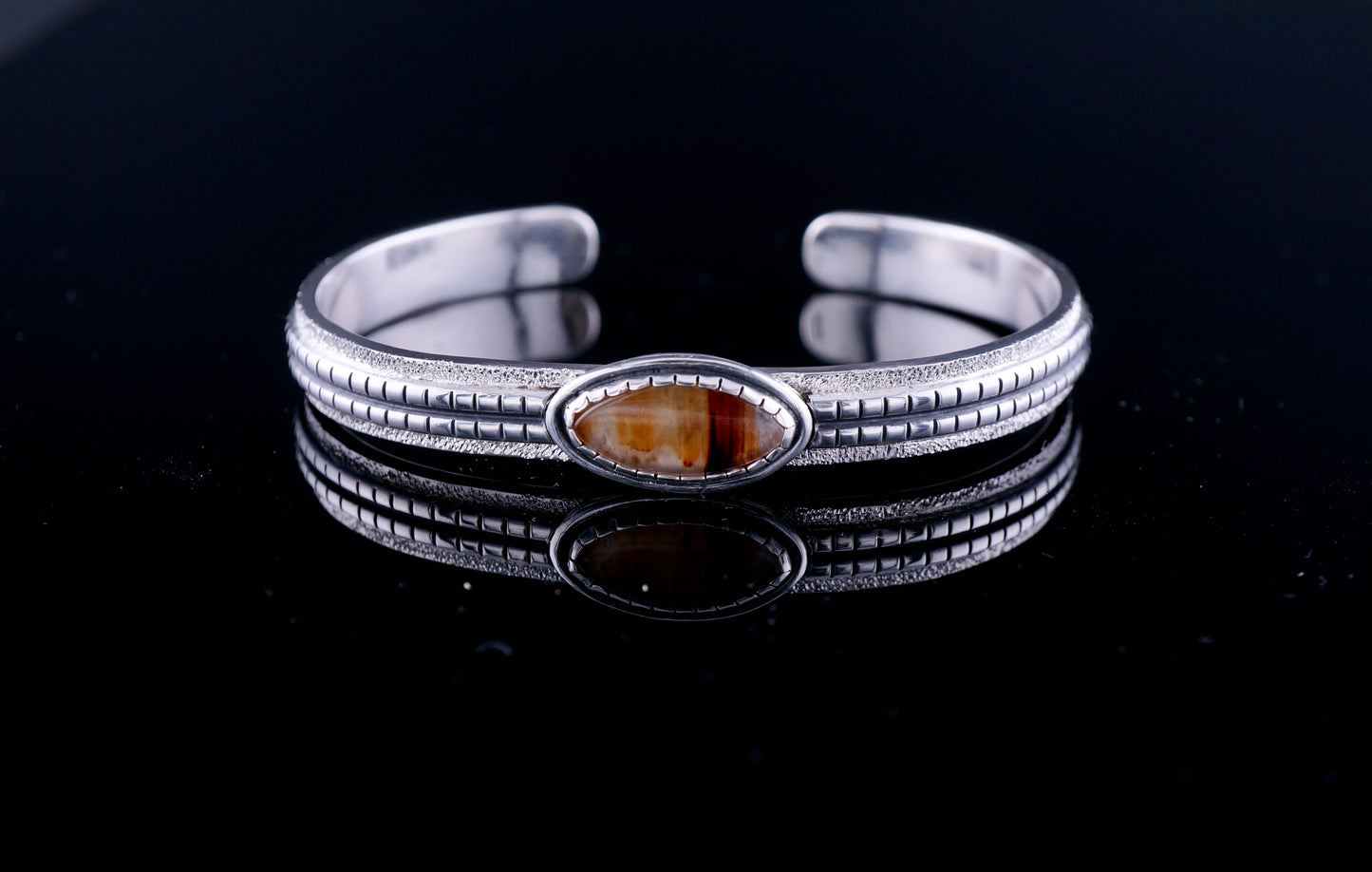 Montana Agate Sterling Silver Cuff Bracelet | Handcrafted Western Statement | One of a Kind Artisan Jewelry
