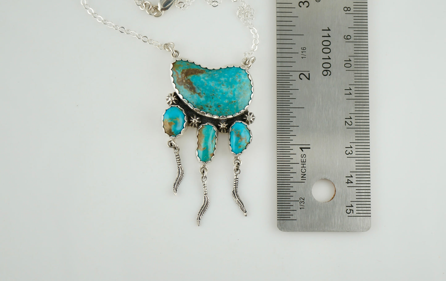 Turquoise Four-Stone Sterling Silver Necklace | One-of-a-Kind Western Statement Jewelry