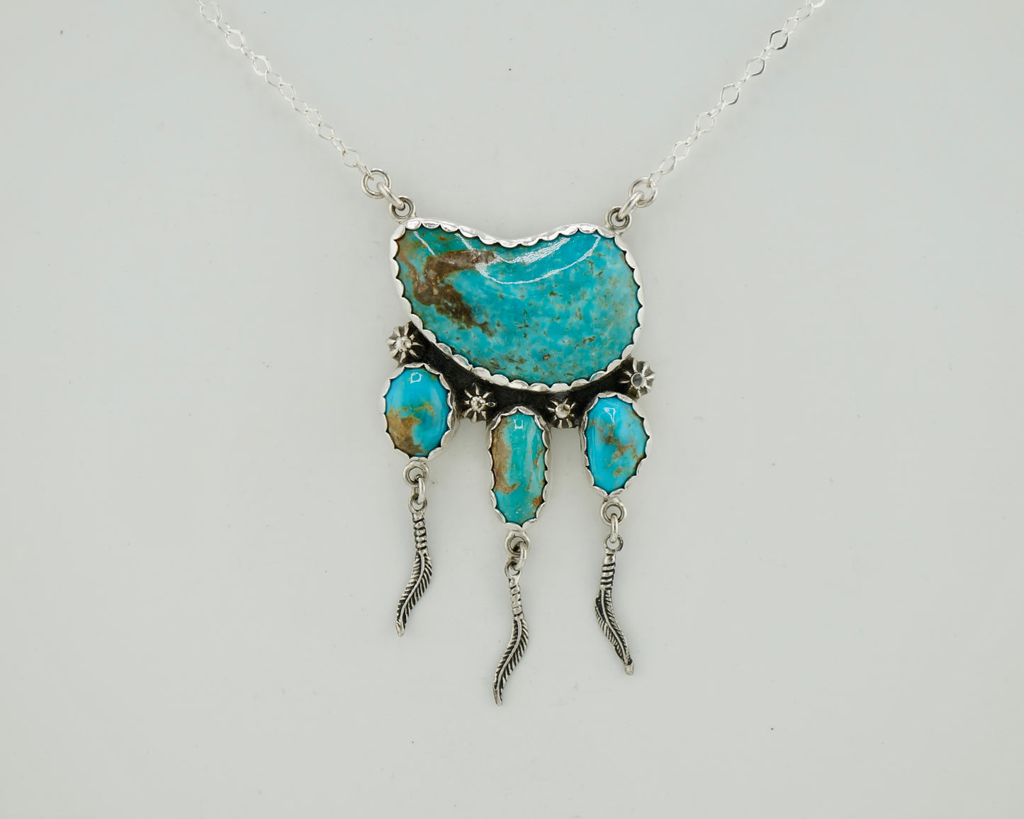 Turquoise Four-Stone Sterling Silver Necklace | One-of-a-Kind Western Statement Jewelry