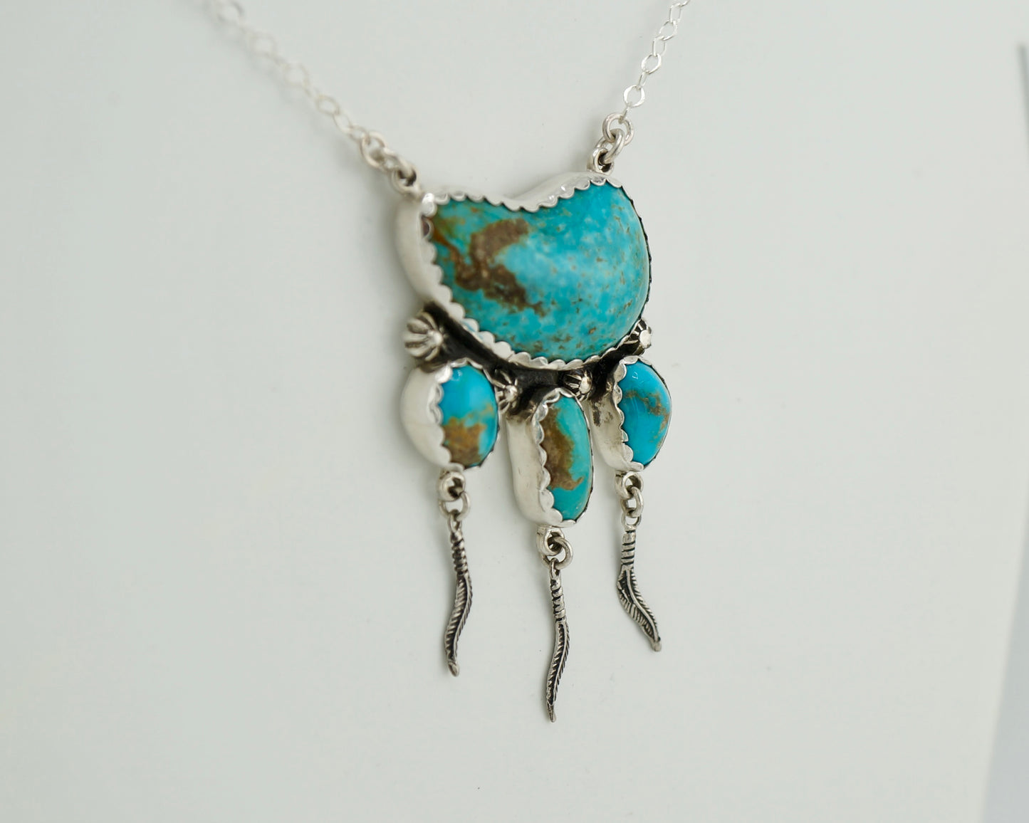 Turquoise Four-Stone Sterling Silver Necklace | One-of-a-Kind Western Statement Jewelry