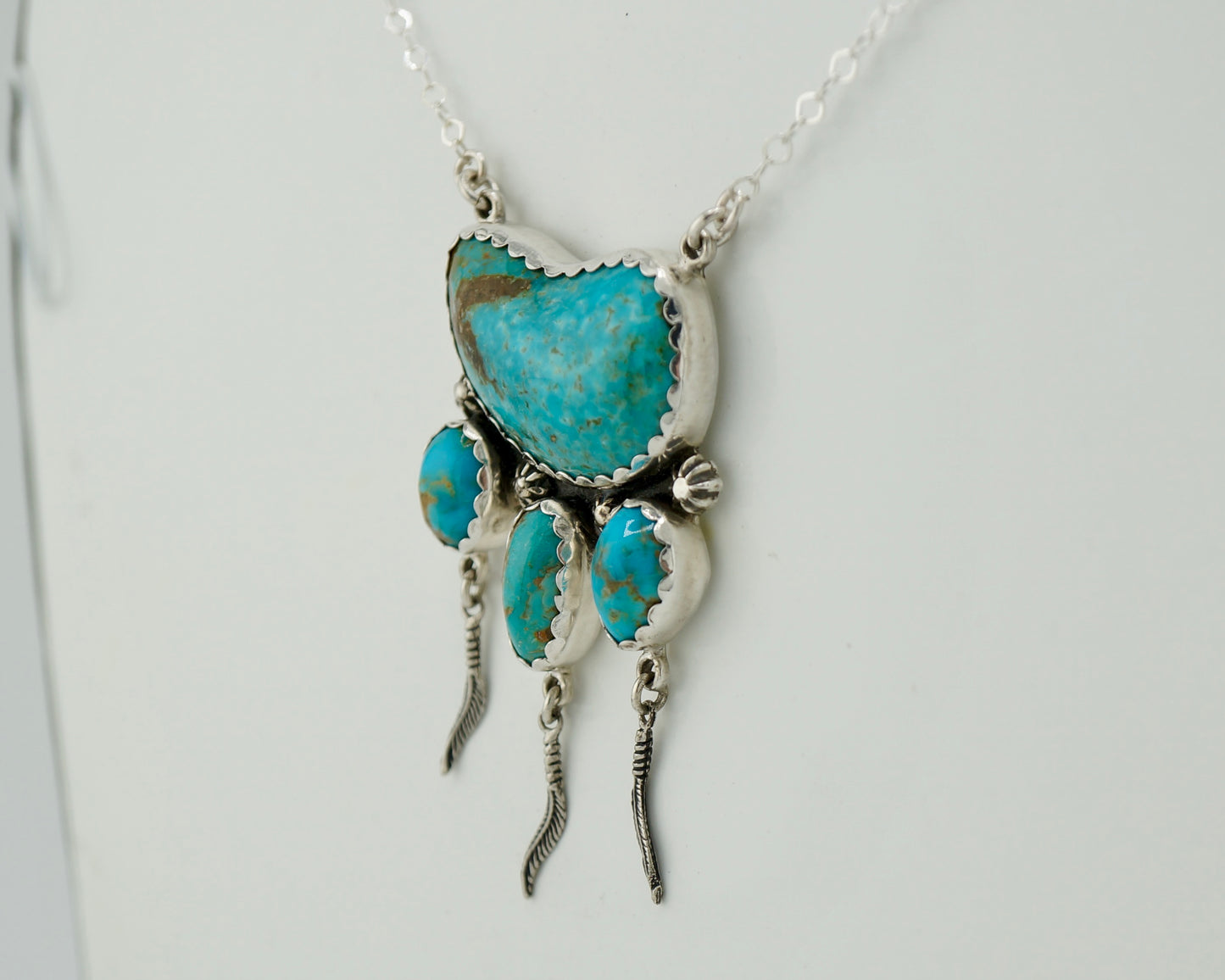 Turquoise Four-Stone Sterling Silver Necklace | One-of-a-Kind Western Statement Jewelry
