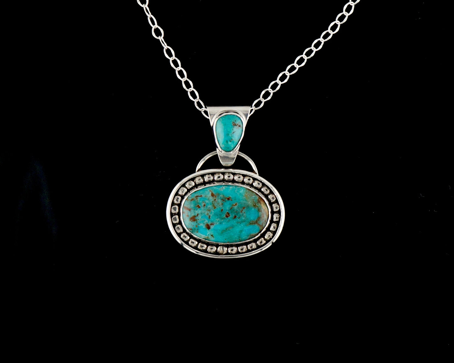 Handcrafted Genuine Turquoise Sterling Silver Necklace, OOAK Western Pendant, Artisan Silversmith Jewelry