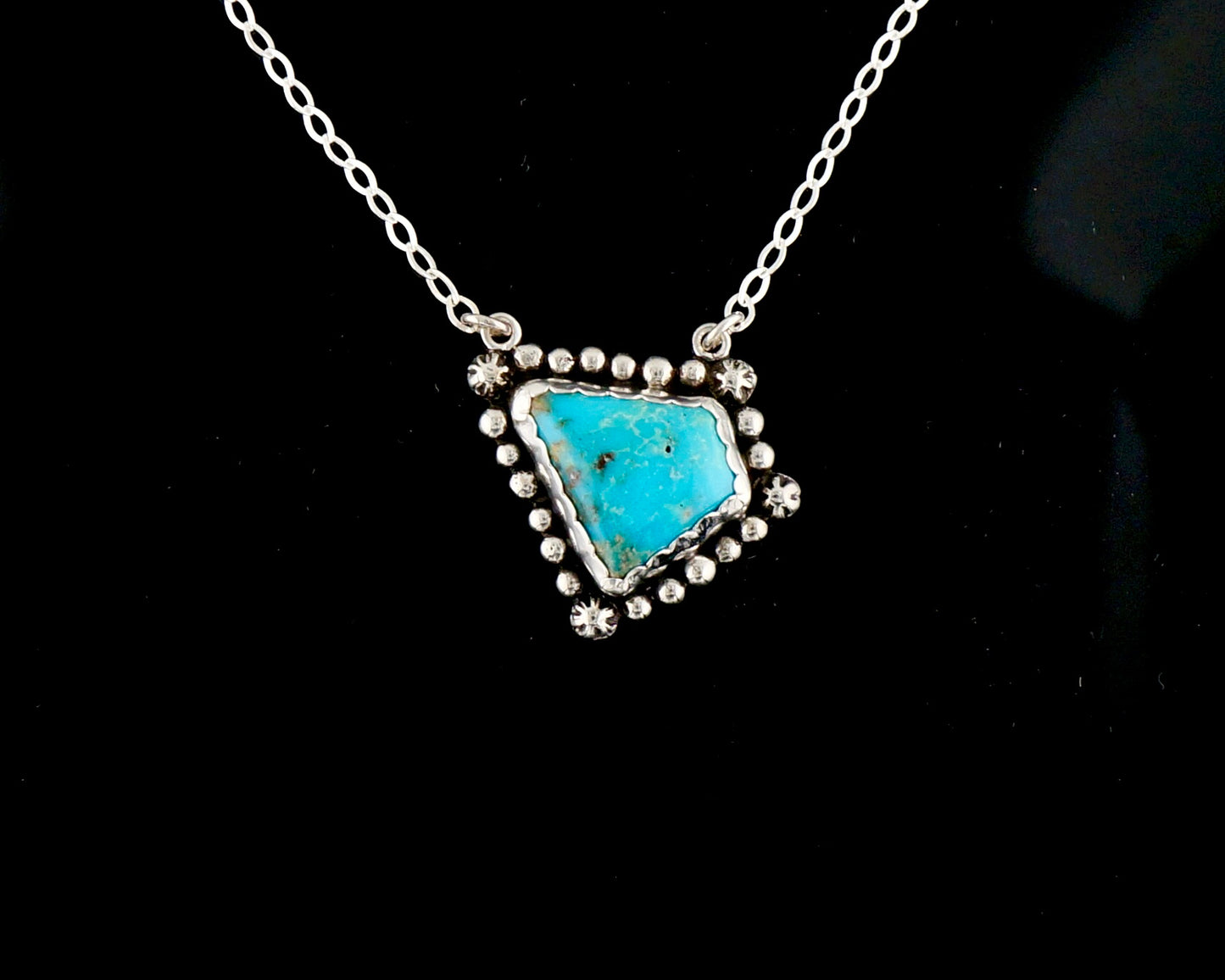 One of a Kind Turquoise Necklace, Sterling Silver Western Pendant, Handcrafted Artisan Jewelry