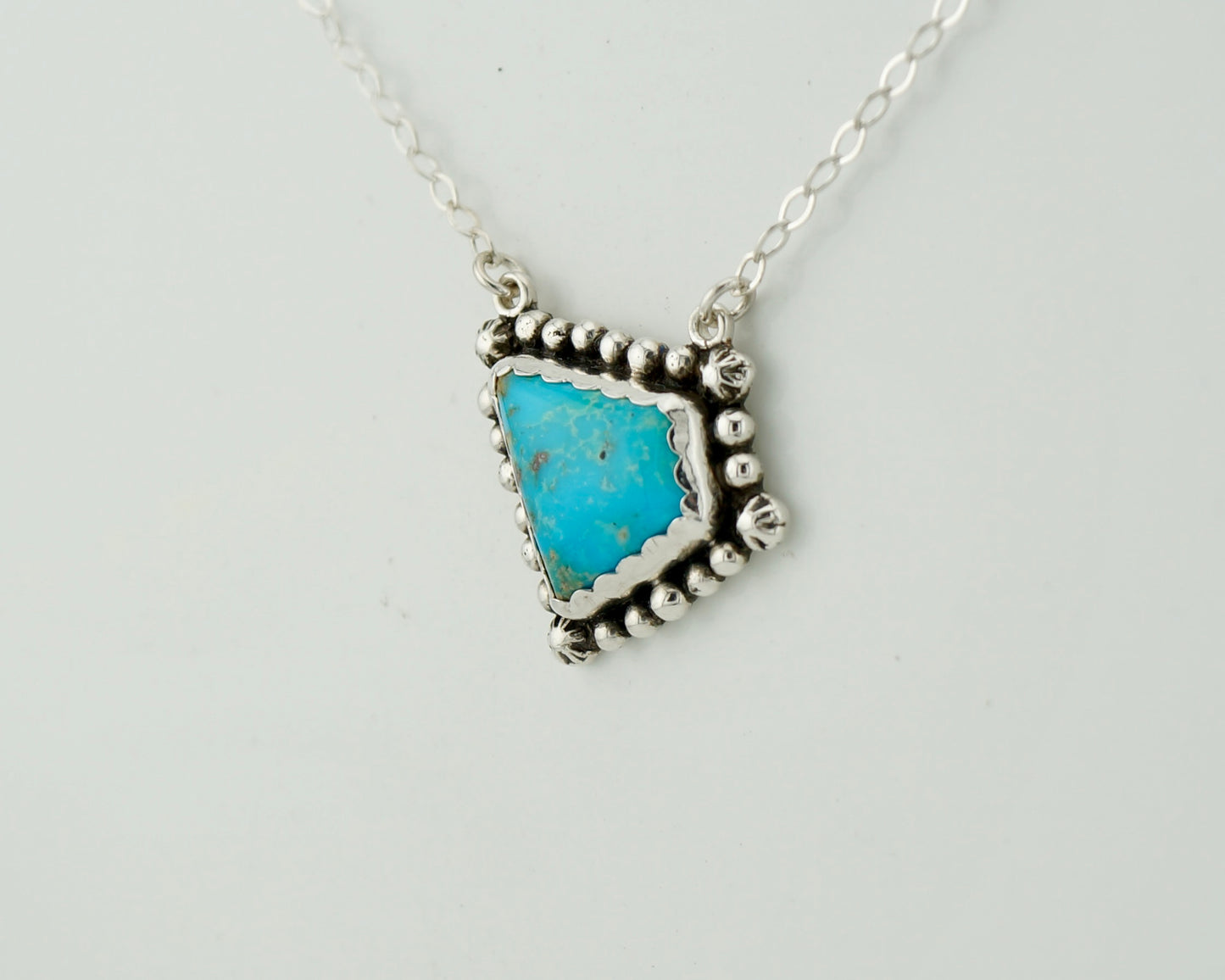 One of a Kind Turquoise Necklace, Sterling Silver Western Pendant, Handcrafted Artisan Jewelry