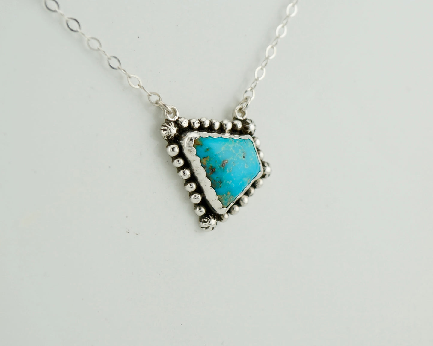 One of a Kind Turquoise Necklace, Sterling Silver Western Pendant, Handcrafted Artisan Jewelry
