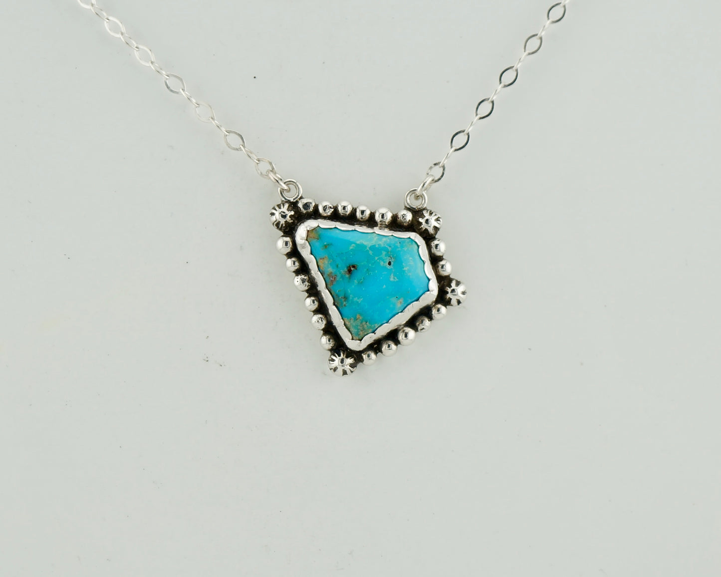 One of a Kind Turquoise Necklace, Sterling Silver Western Pendant, Handcrafted Artisan Jewelry