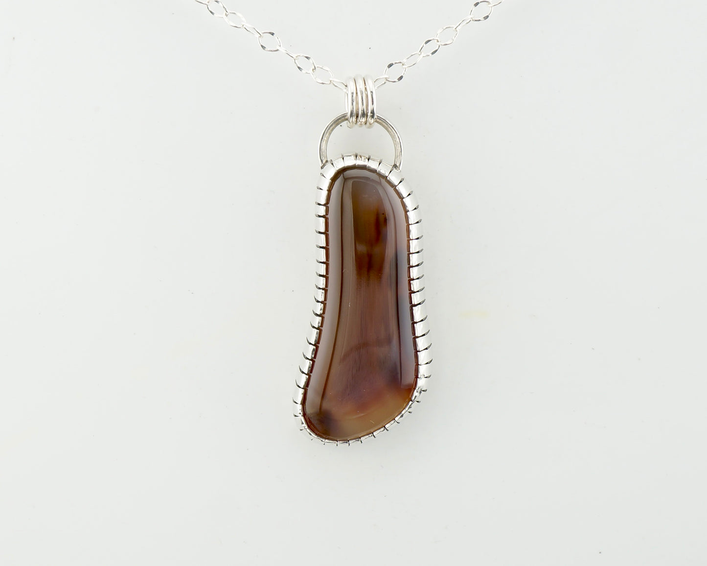 Montana Agate Necklace Sterling Silver and Copper OOAK Western Artisan Pendant