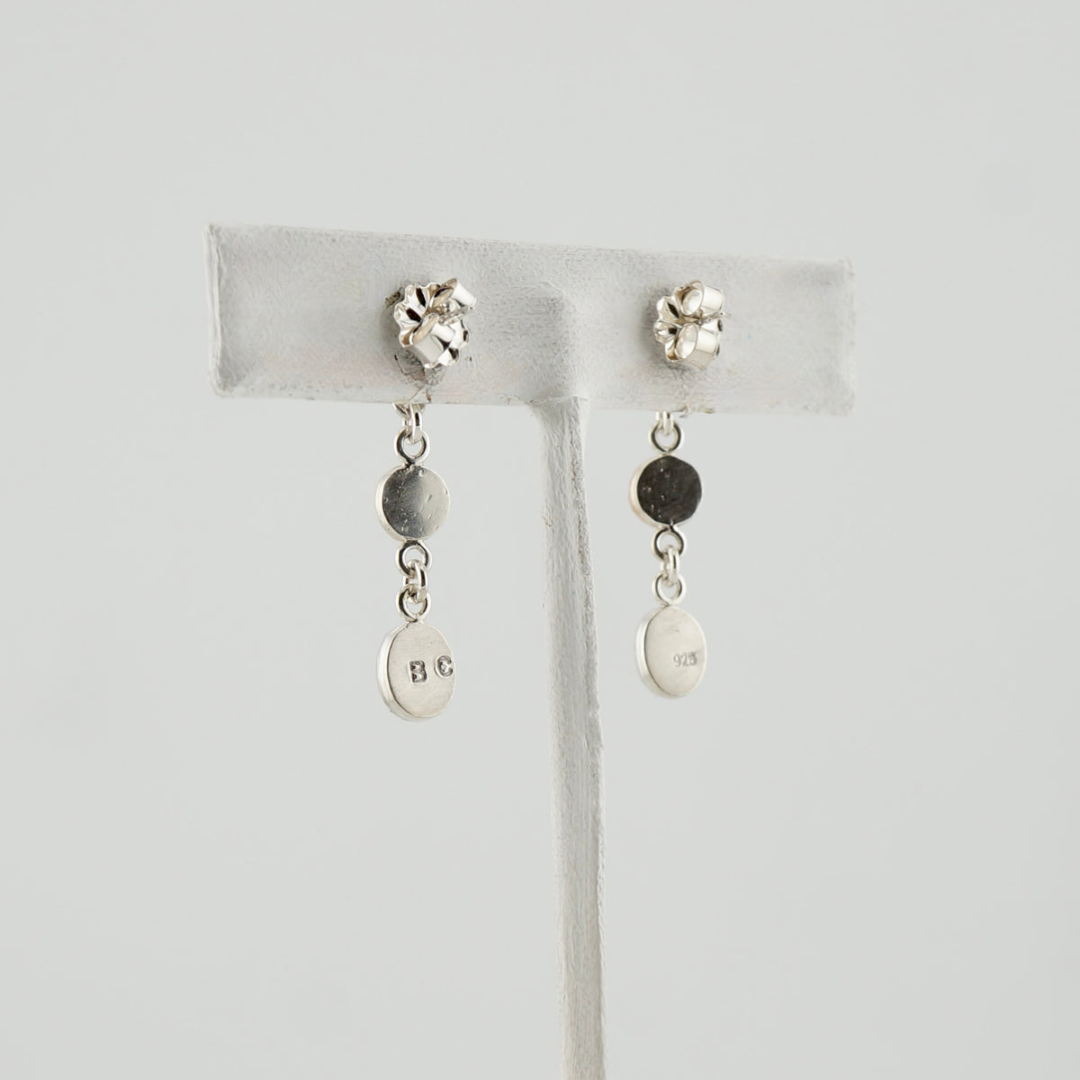 Genuine Turquoise Dangle Earrings in Sterling Silver and Brass, One-of-a-Kind Western Jewelry