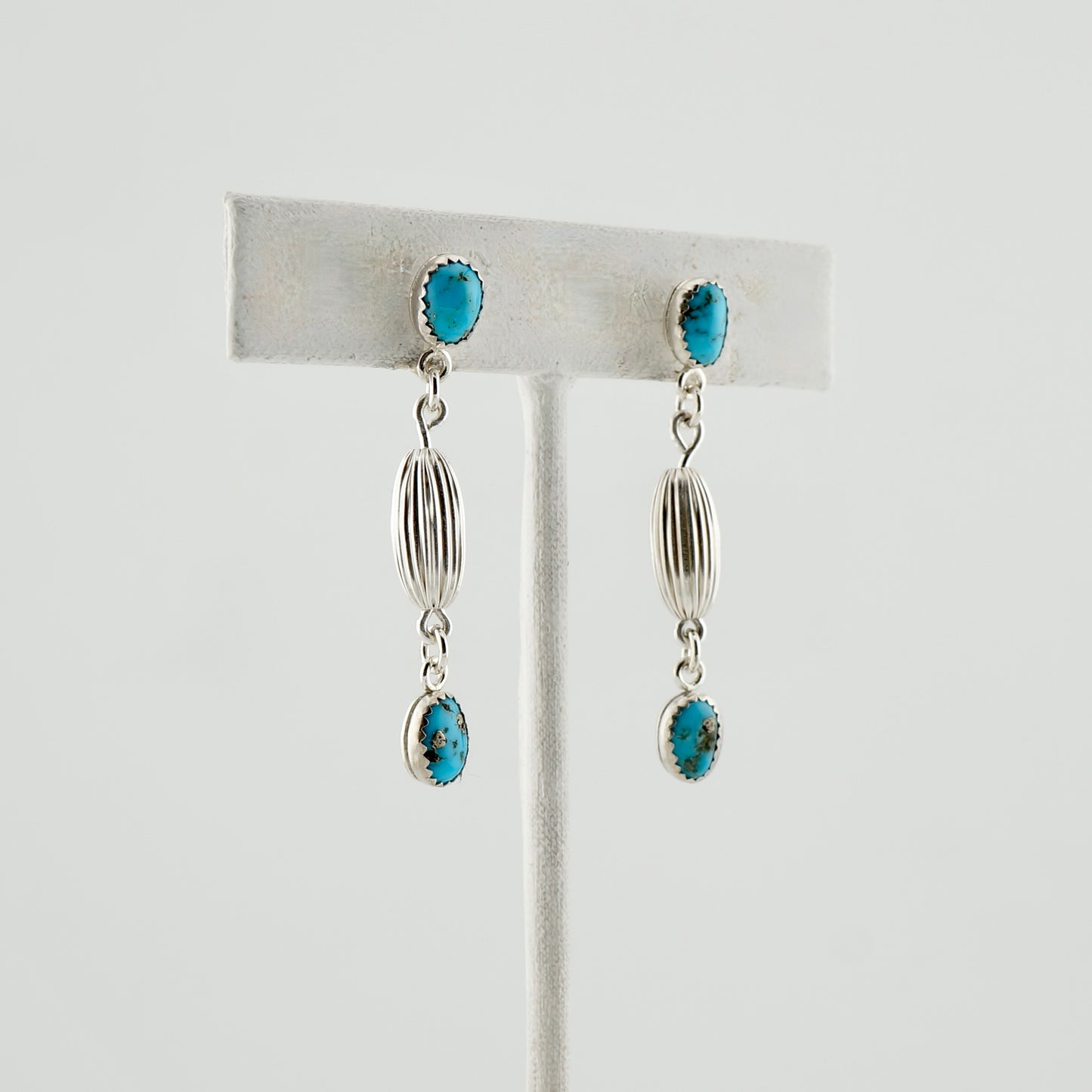 Genuine Turquoise and Sterling Silver Dangle Earrings, Handcrafted Western Jewelry, One of a Kind
