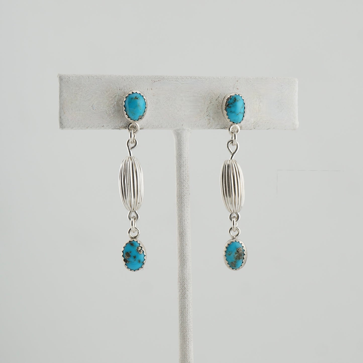 Genuine Turquoise and Sterling Silver Dangle Earrings, Handcrafted Western Jewelry, One of a Kind
