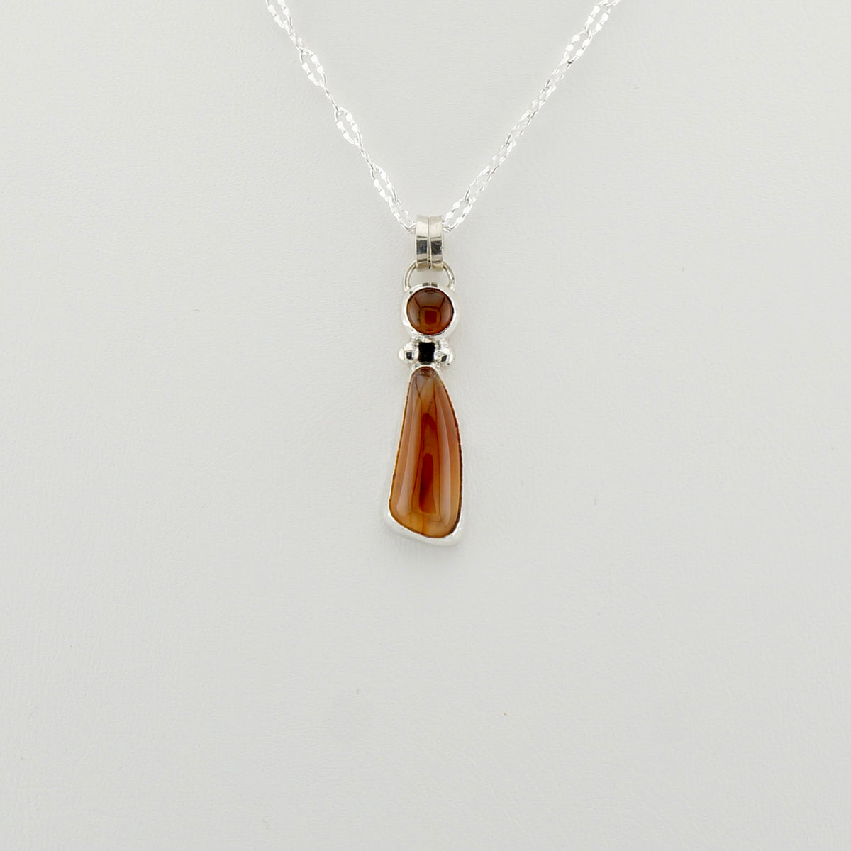 Two Stone Montana Agate Necklace in Sterling Silver and Copper, One of a Kind Western Jewelry