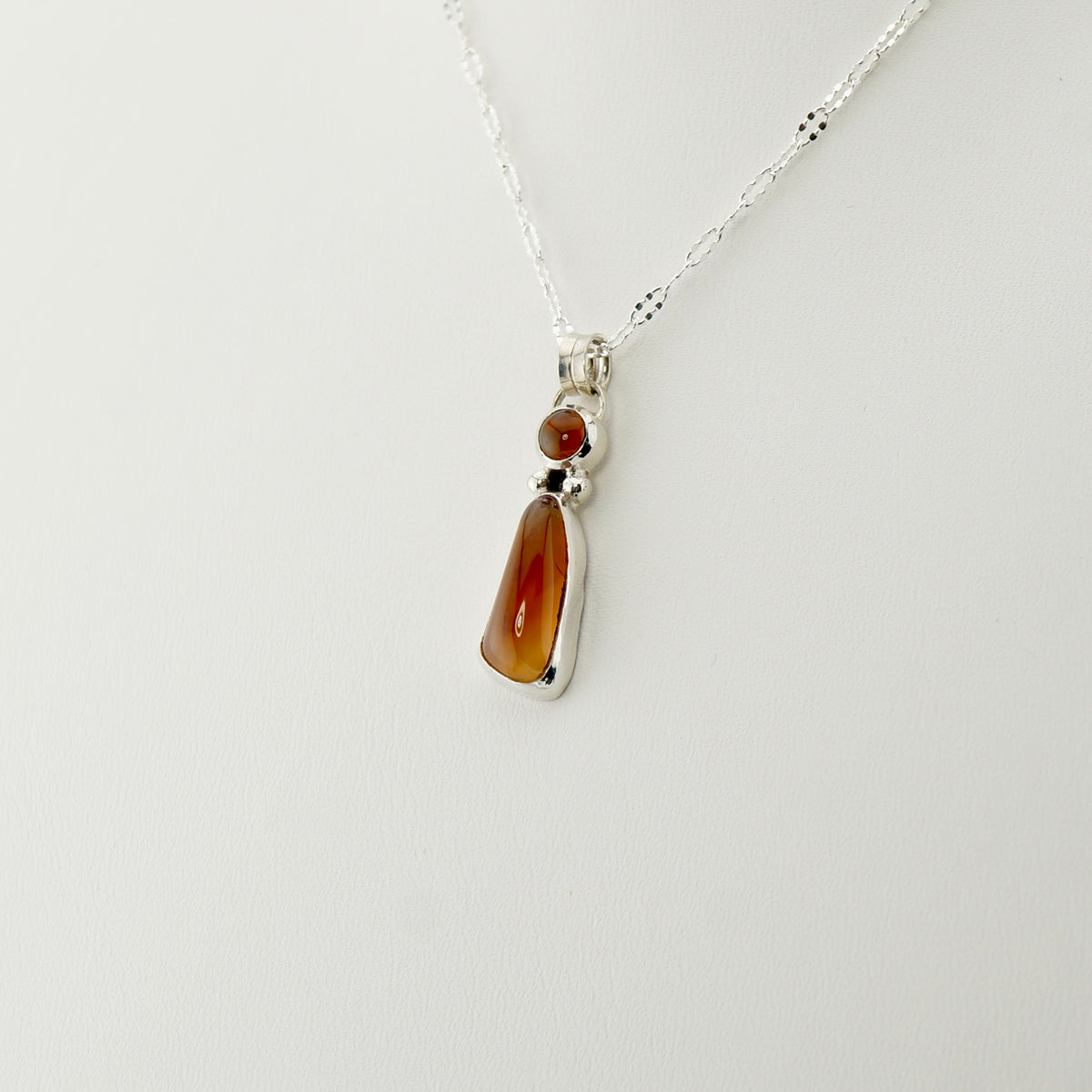 Two Stone Montana Agate Necklace in Sterling Silver and Copper, One of a Kind Western Jewelry