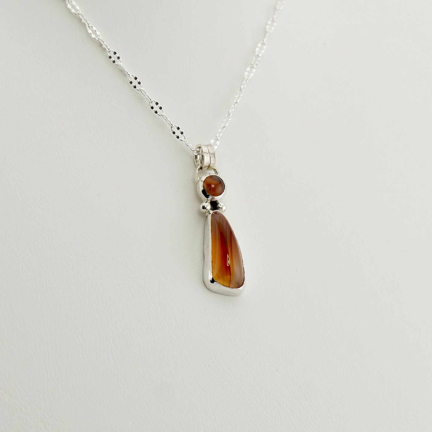 Two Stone Montana Agate Necklace in Sterling Silver and Copper, One of a Kind Western Jewelry