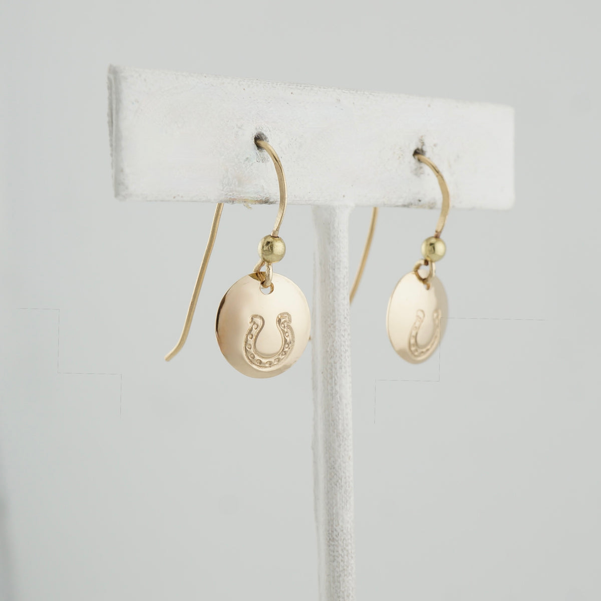 Handcrafted 14k Gold-Filled Horseshoe Dangle Earrings, One-of-a-Kind Western Jewelry