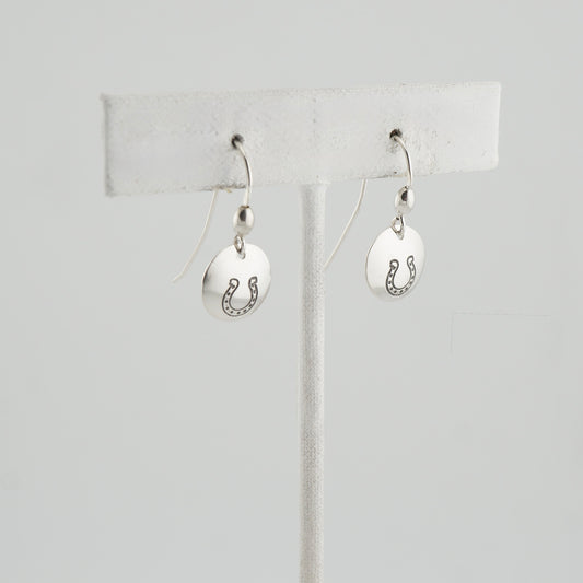 Handcrafted Sterling Silver Horseshoe Dangle Earrings, One-of-a-Kind Western Jewelry