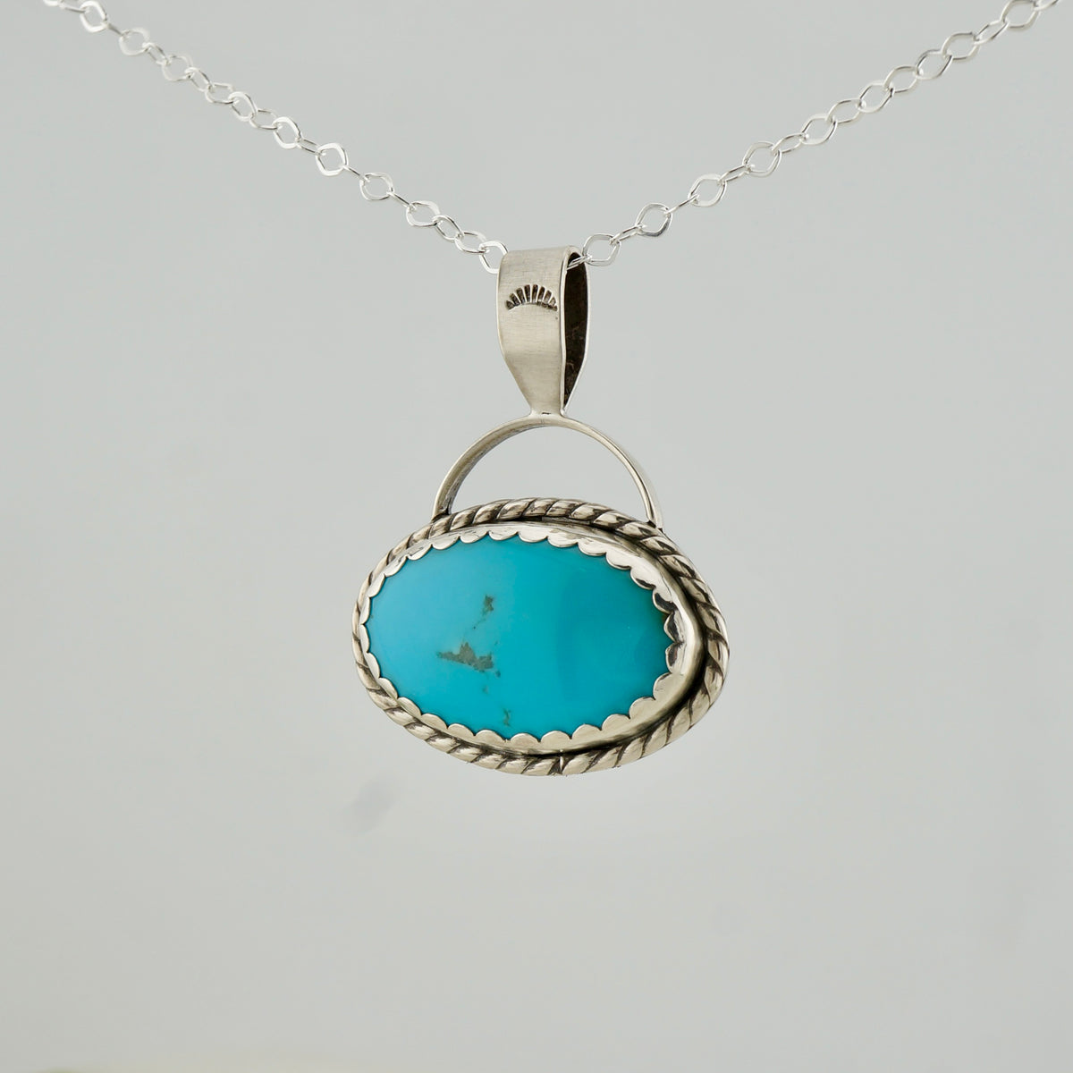 One of a Kind Turquoise and Sterling Silver Necklace, 12 Carat Turquoise Pendant, Handcrafted Western Jewelry