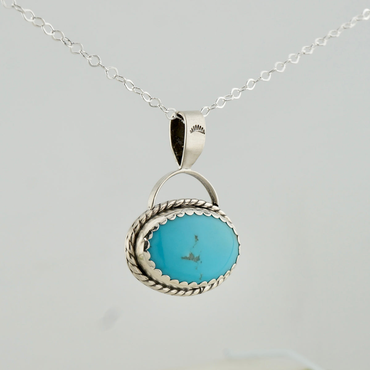 One of a Kind Turquoise and Sterling Silver Necklace, 12 Carat Turquoise Pendant, Handcrafted Western Jewelry