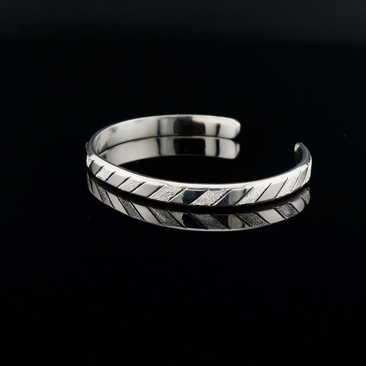 One of a Kind Sterling Silver Cuff Bracelet, Diamond Cut Textured Design, Handcrafted Western Jewelry