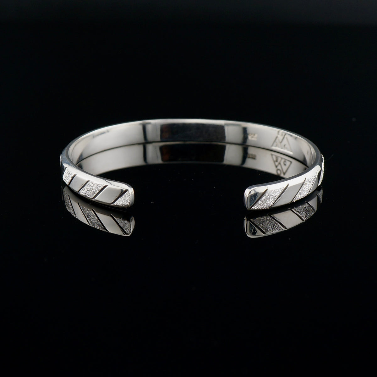 One of a Kind Sterling Silver Cuff Bracelet, Diamond Cut Textured Design, Handcrafted Western Jewelry